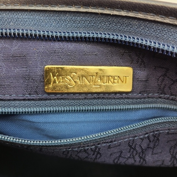 YSL Vintage Cream Black Navy Crossbody Bag - Picture 9 of 11